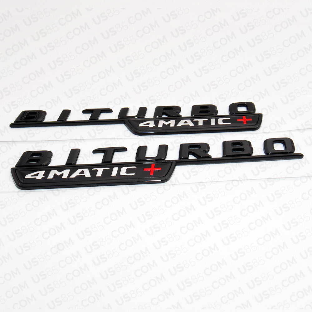 BiTurbo 4Matic Plus + AMG 3D Logo Fender Side Marker Emblem Badge - Gloss Black