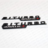 BiTurbo 4Matic Plus + AMG 3D Logo Fender Side Marker Emblem Badge - Gloss Black
