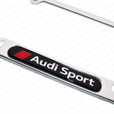 Chrome Stainless Steel Front Rear Audi Sport Logo License Plate Frame Cover Gift