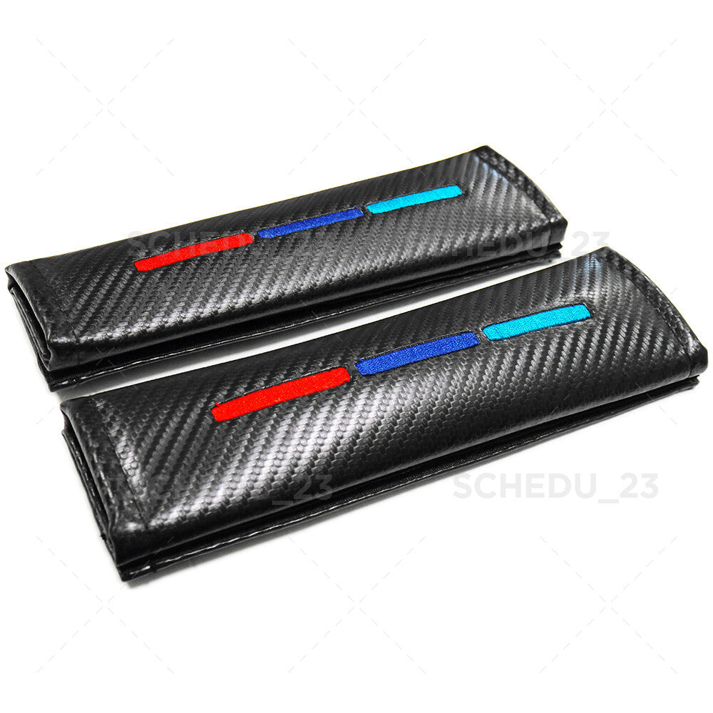 2pcs Fit BMW Sport Car Carbon Seat Belt Cover Safety Shoulder Strap Cushion Pad