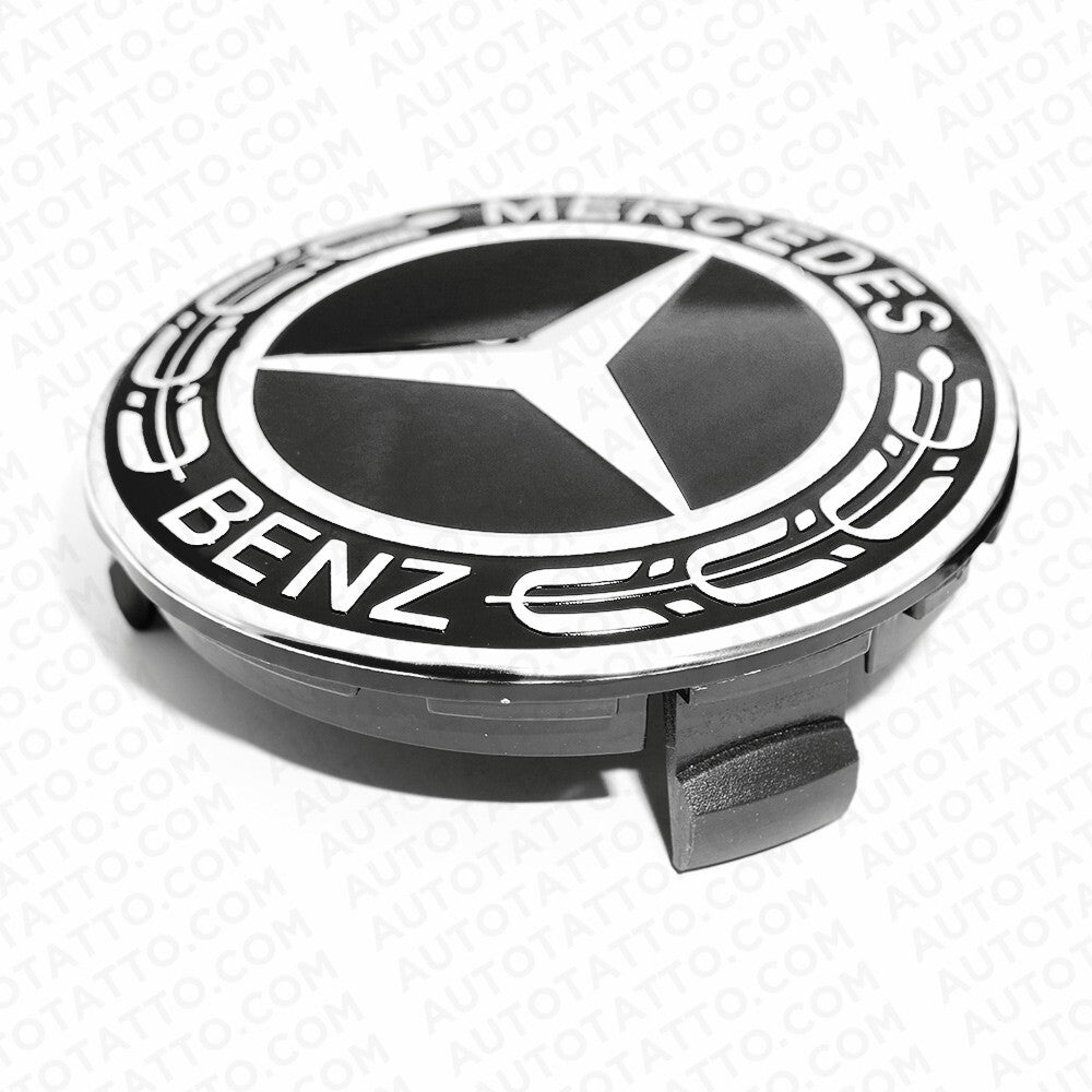 4x Mercedes Wheels Center Cap Hub Star Laurel Black Cover Inserts Sport AMG Set
