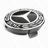 4x Mercedes Wheels Center Cap Hub Star Laurel Black Cover Inserts Sport AMG Set