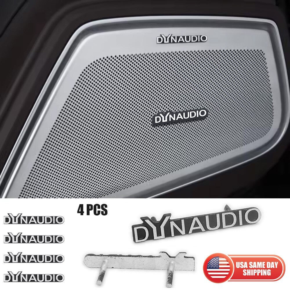 4x Mini Dynaudio Aluminum Pin Emblem Car Door Speaker Badge Decal Replacement
