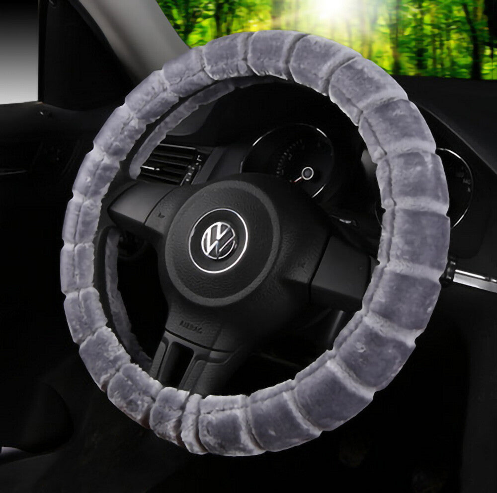 Universal Soft Warm Bamboo Style Faux Fur Car Steering Wheel Cover Decoration