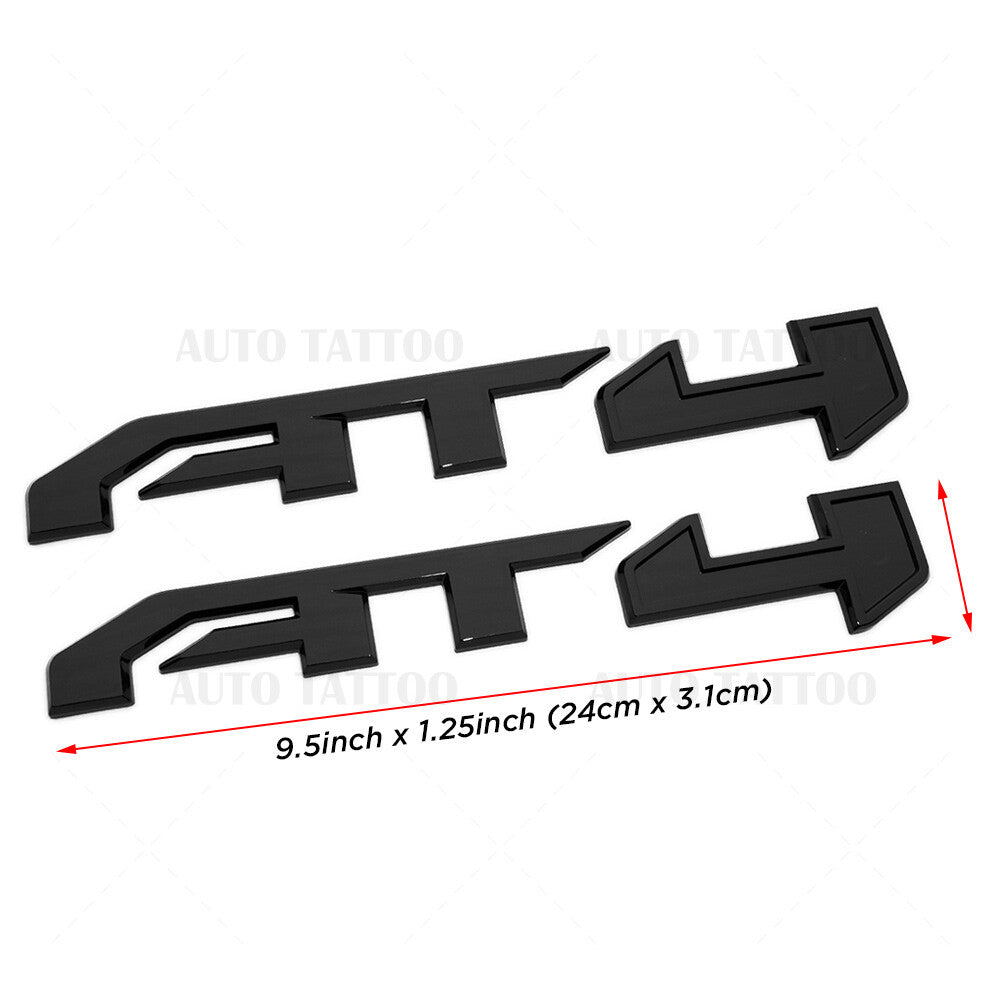 2x GMC Canyon Sierra AT4 Side Front Door Badge Logo Emblem Nameplate Gloss Black