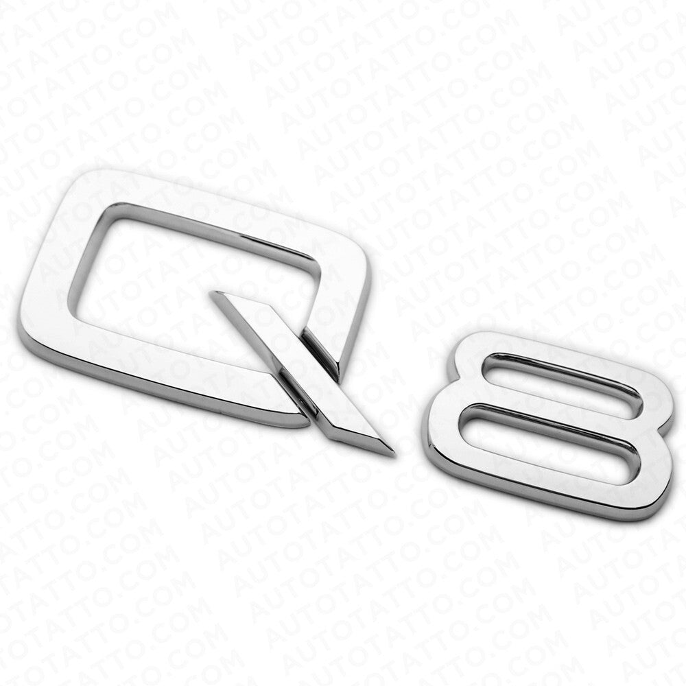 Audi Q8 OEM Chrome Rear Letter Liftgate Nameplate Trunk Emblem Badge Sport