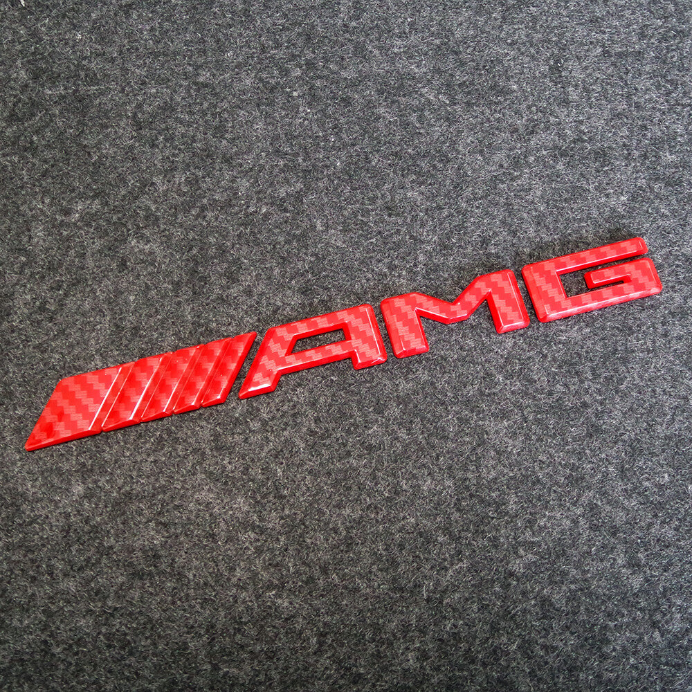 17+ Red Carbon Fiber Style AMG Sport Car Emblem 3D Trunk Lid Logo Badge Decorate