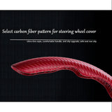 Universal Red Carbon Fiber Car Steering Wheel Cover Non Slip Protector Decorate