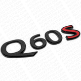 For Infiniti Q60S Rear Trunk Letter Badge Emblem Nameplate Sport Gloss Black