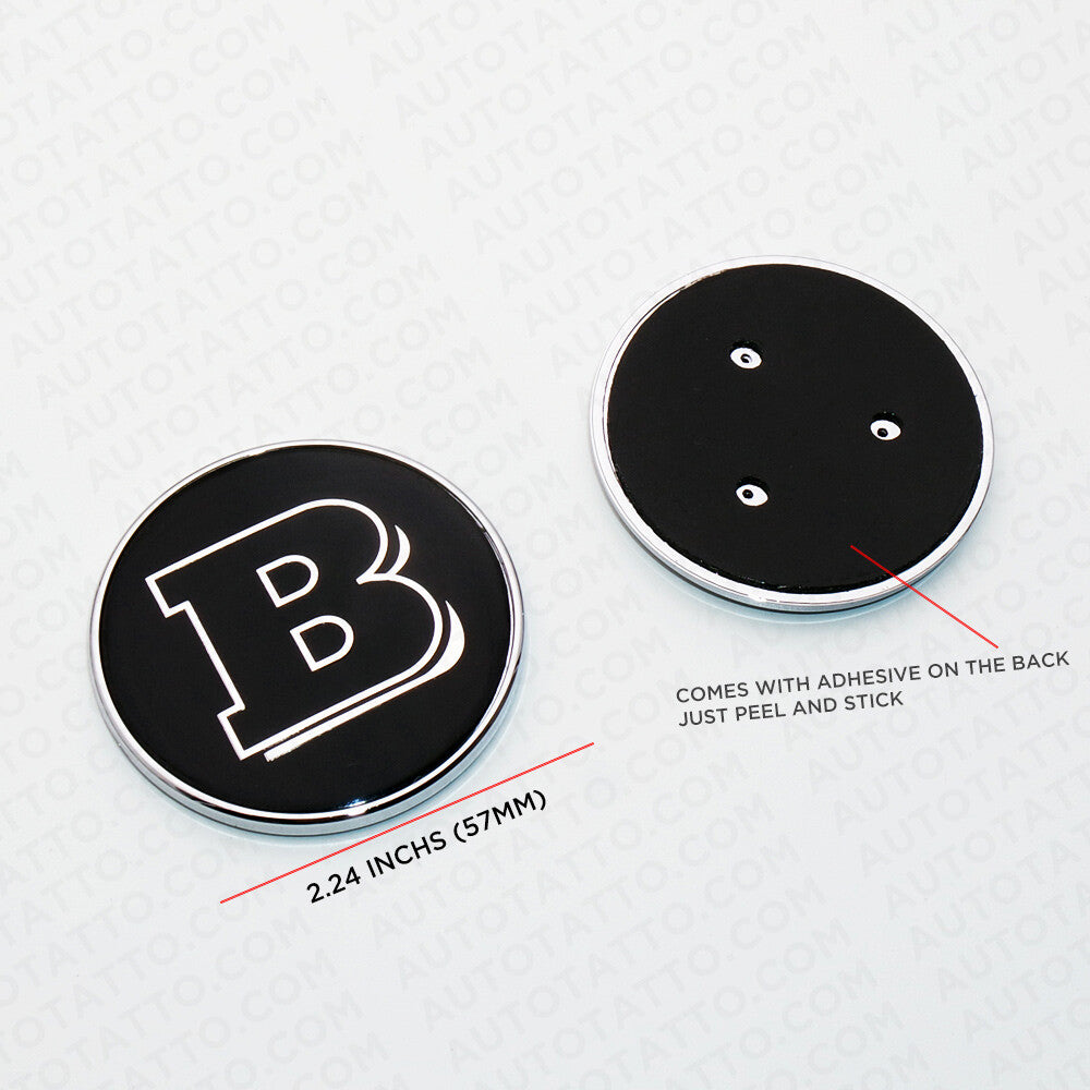 Universal Mercedes Brabus Black Hood Flat Adhesive Badge Logo Emblem AMG Sport