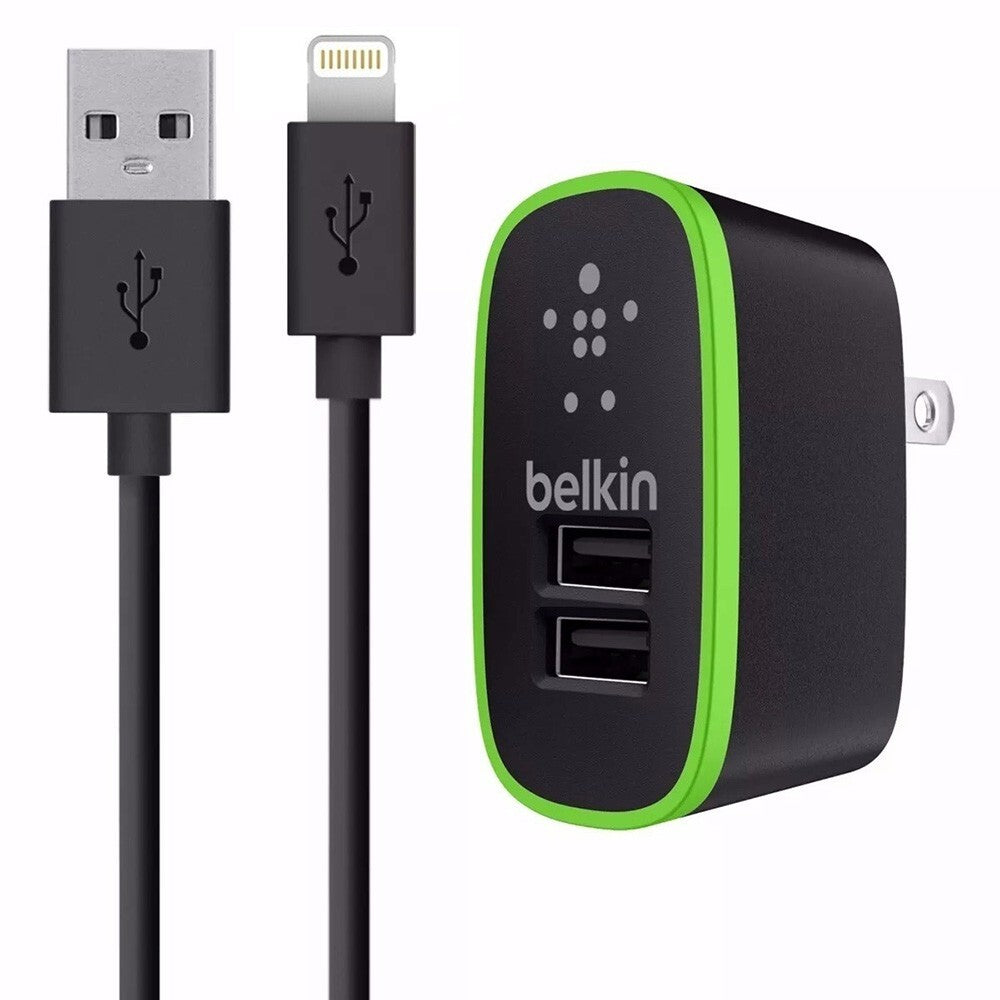 Belkin 2-port USB Car Charger + 4ft Cable for iphone 11 12 13 14 Pro XS iPod