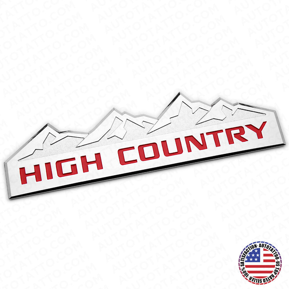 14-19 Chevy High Country Front Door Tailgate Letter Logo Emblem Badge Chrome Red