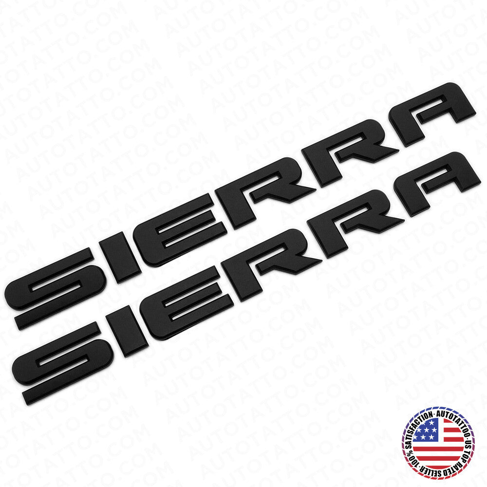 2x GMC 07-20 Sierra Front Door / Tailgate Badge Logo Emblem Nameplate - Black