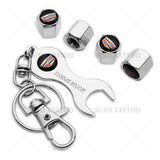 4x Hex New Cadillac Car Tire Wheel Air Stem Dust Valve Cap Cover + Keychain Gift
