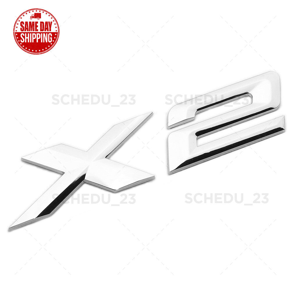 18-23 Chrome X2 Letter Logo Emblem Badge Liftgate Nameplate Rear Trunk M Sport