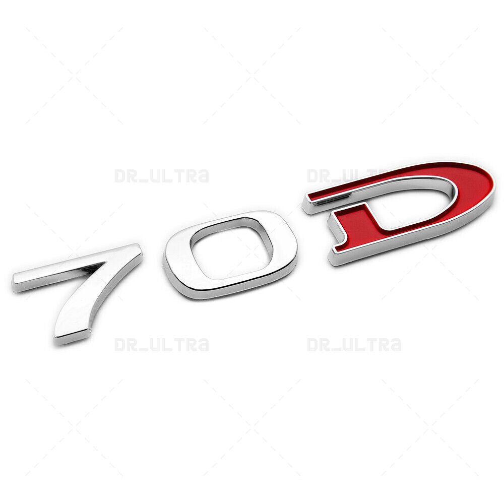 Tesla Rear Liftgate Lid Model 70D Nameplate Logo Badge Emblem Sport Chrome Red