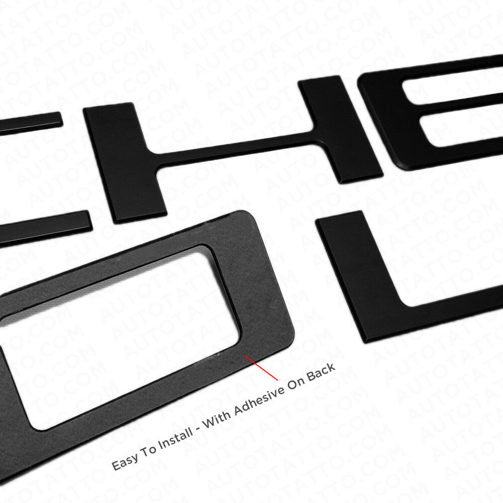 19-22 Silverado CHEVROLET Tailgate Insert 3D Letter Badge Nameplate Emblem Black
