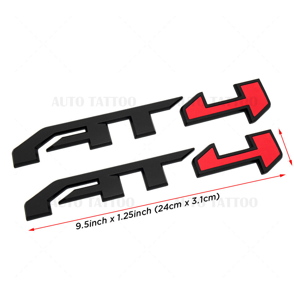 2x GMC Canyon Sierra AT4 Side Front Door Badge Emblem Nameplate OEM Black & Red