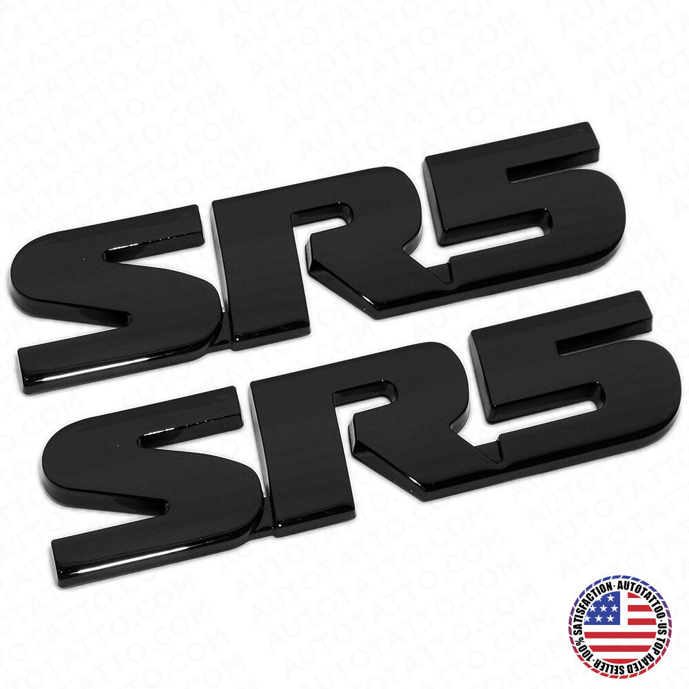 2x Gloss Black Tacoma 4 Runner TRD Pro SR5 Emblem Side Rear Door Tailgate Badge