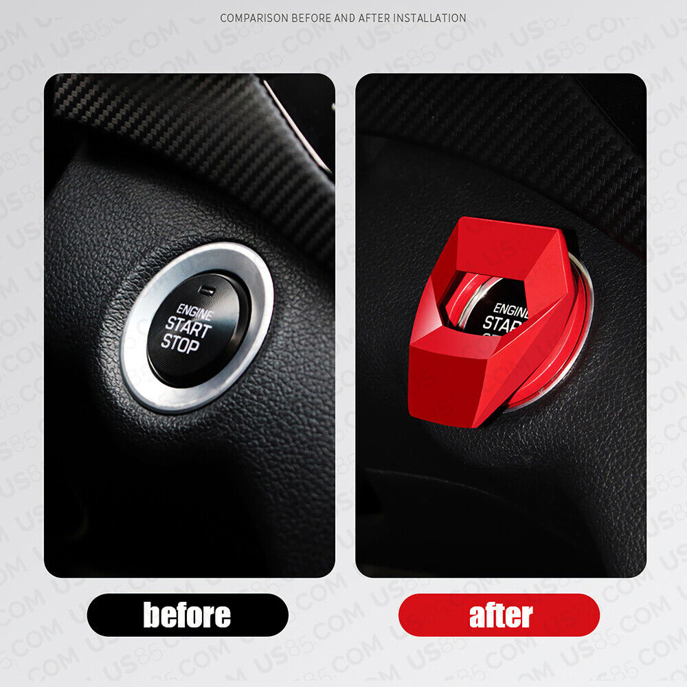 Universal Car One-Button Engine Start Stop Button Protect Cover Decoration Red