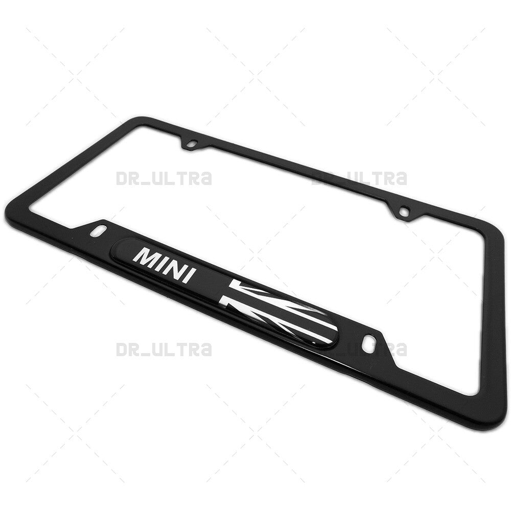 Mini Cooper Sport Front Rear Car License Plate Frame Cover Stainless Steel Black