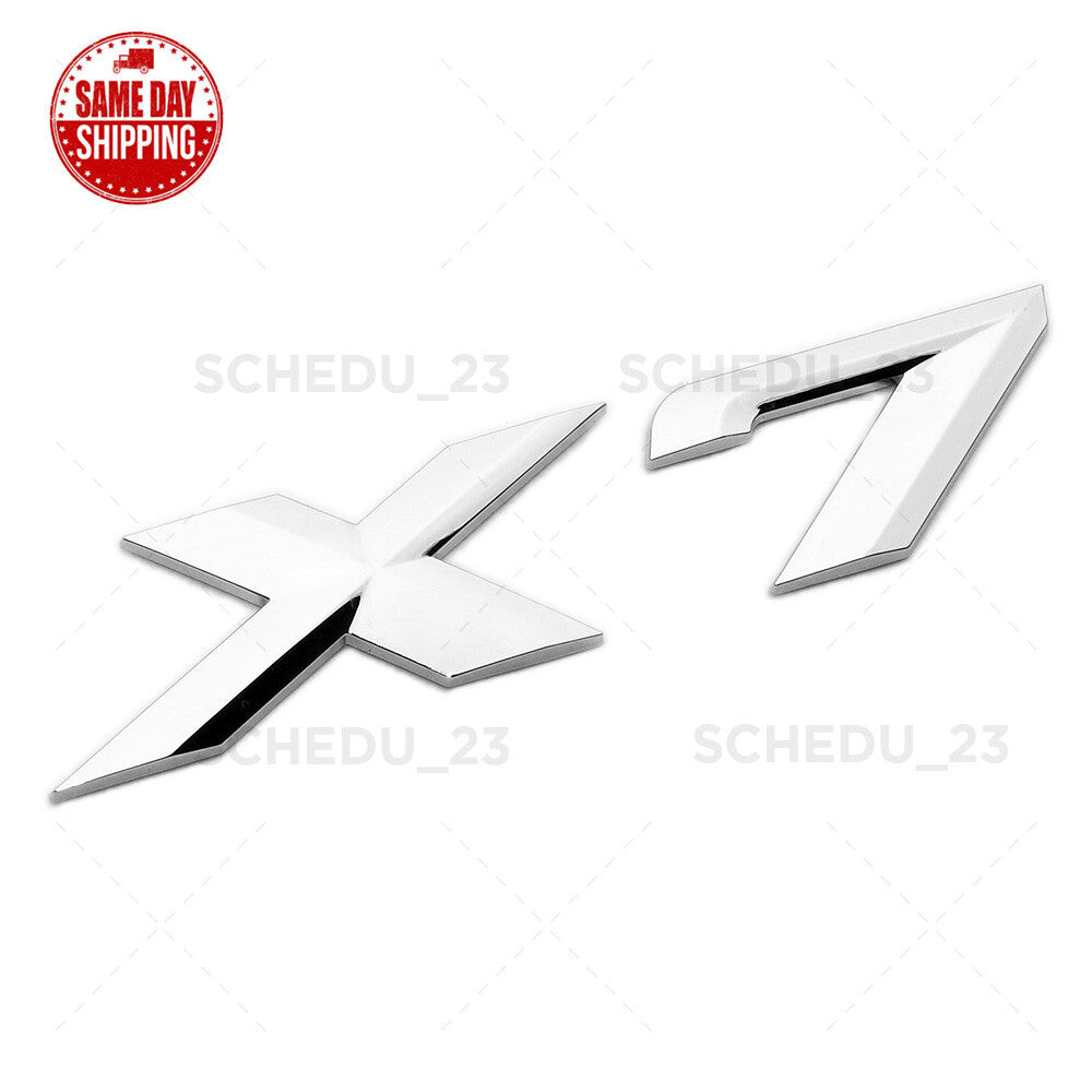 Chrome X7 Letter Logo Emblem Badge Nameplate LiftGate Rear Trunk ABS ///M Sport