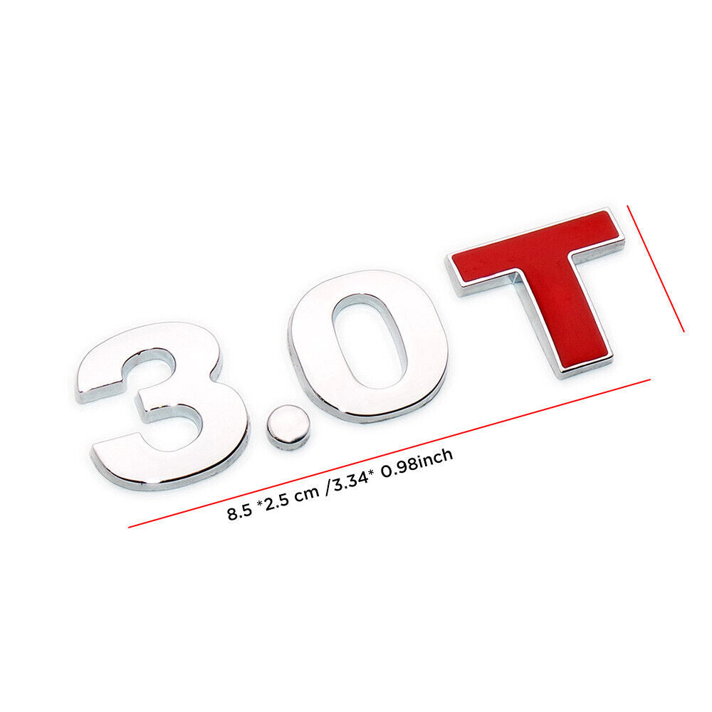 Universal 3D Fashion Metal 3.0T (Red T) Car Decal Sticker for Auto Decoration