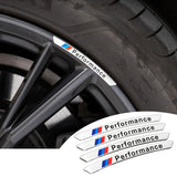 4pcs M Power Sport Performance Wheels Aluminum 3D Sticker Badge Emblem Decorate