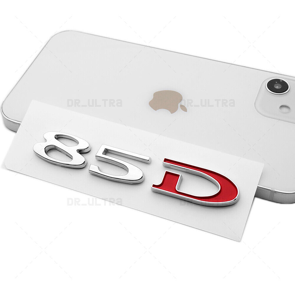 Tesla Rear Liftgate Lid Model 85D Nameplate Logo Badge Emblem Sport Chrome Red