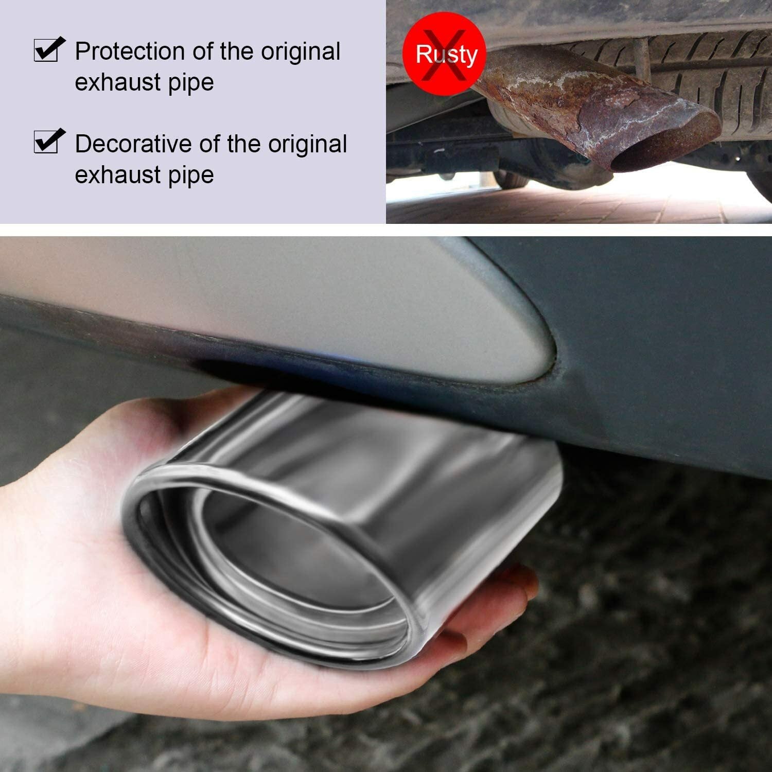 Universal Car Exhaust Pipe Tip Rear Tail Muffler Stainless Chrome 1.5" - 2.25"