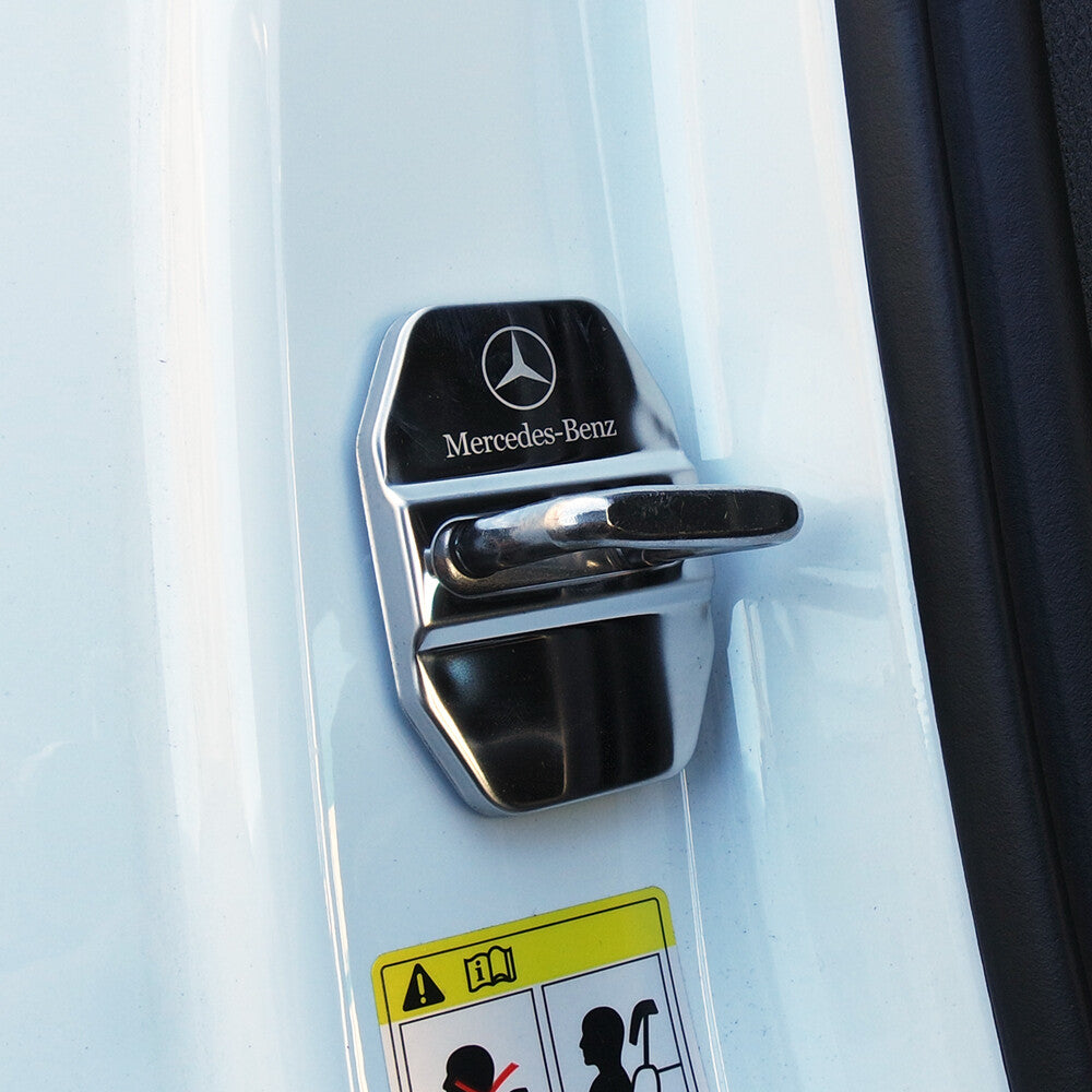2X Stainless Steel Car Door Striker Cover Lock Buckle Cap AMG For Mercedes-Benz