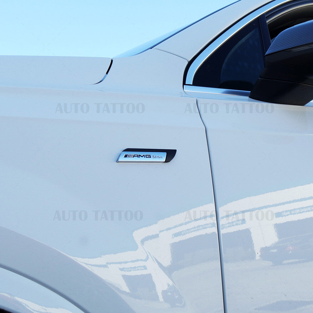 Universal Fender Marker Car AMG Edition Black Logo Badge Emblem Sport Nameplate