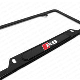 Black Stainless Steel Front Rear RS Sport Emblem License Plate Frame Cover Gift