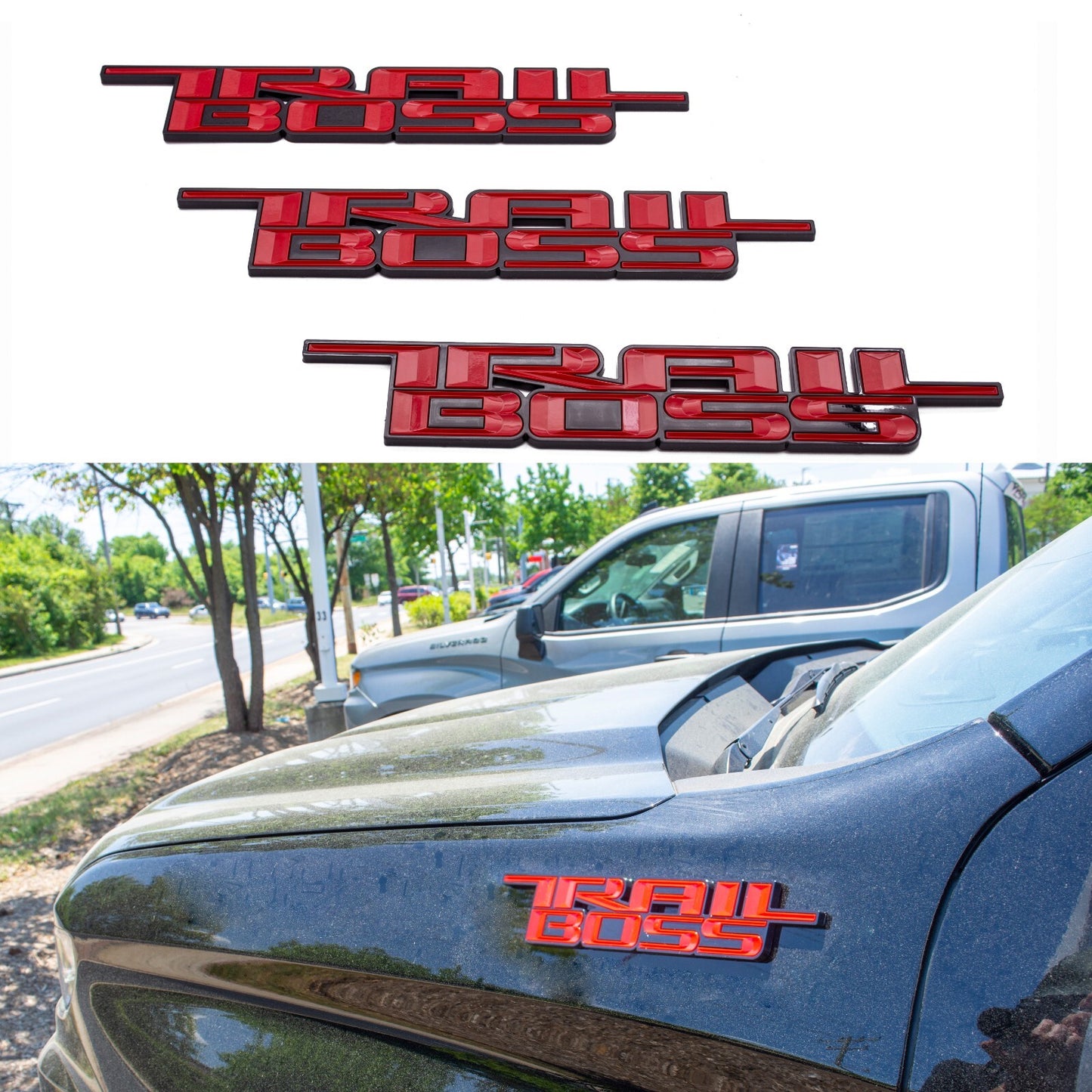 3PCS Red Black 2000-2024 Silverado Z71 Trailboss Emblem Badge Nameplate