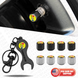 4x Hex Minions Sport Car Tire Wheel Air Stem Dust Valve Caps Cover + Keychain