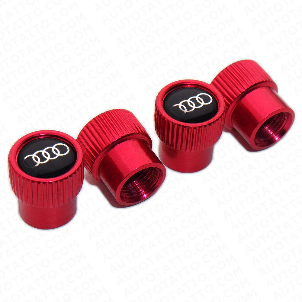 A-u-d-i Sport Roundel Car SUV Wheels Tire Air Valve Caps Stem Dust Logo Cover