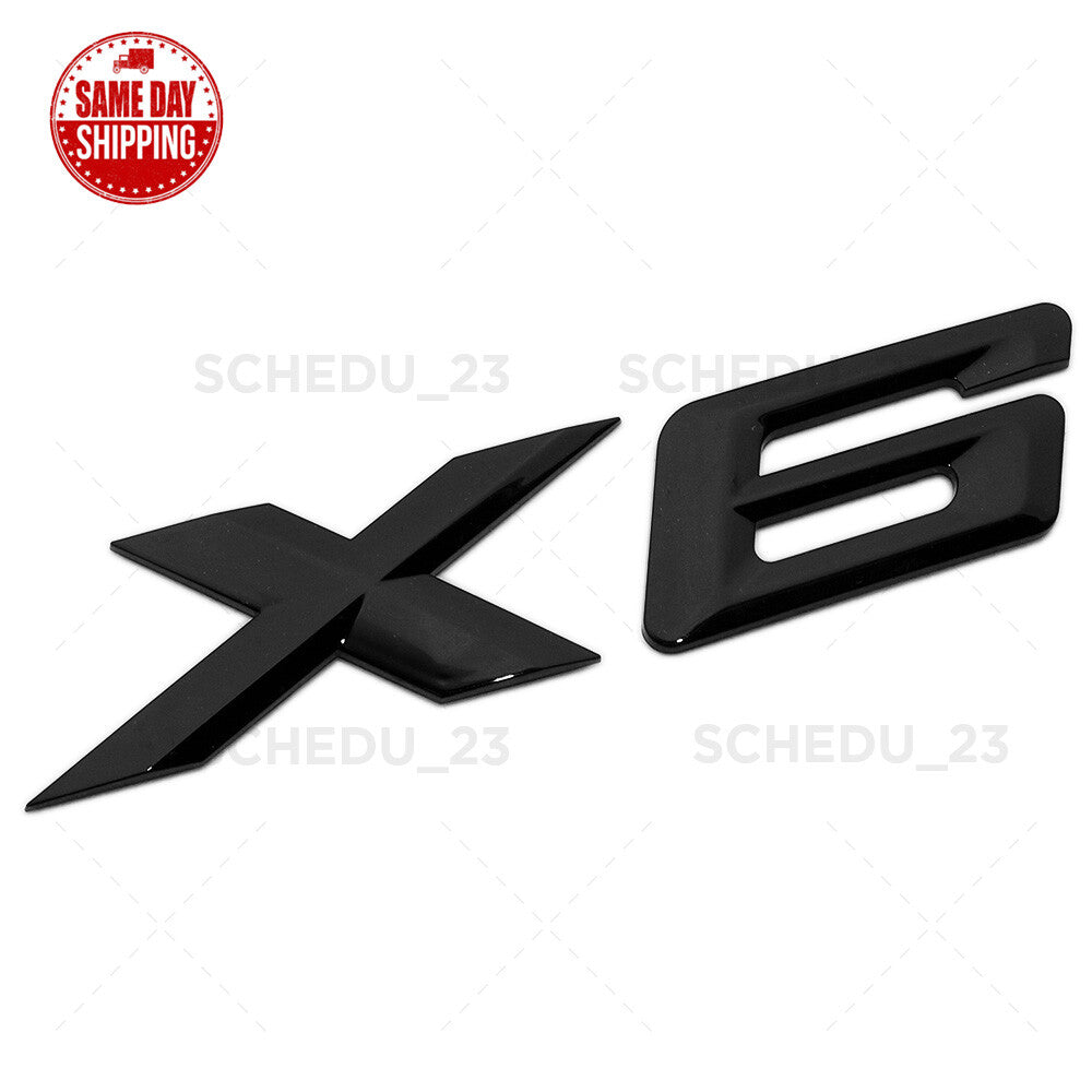 15-19 Gloss Black BMW X6 Letter Logo Emblem Badge LiftGate Rear Trunk /M Sport
