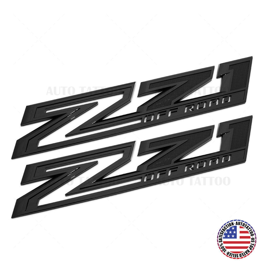2pcs Chevy 19-21 Silverado Z71 Off Road Fender Letter Emblem Badge Gloss Black