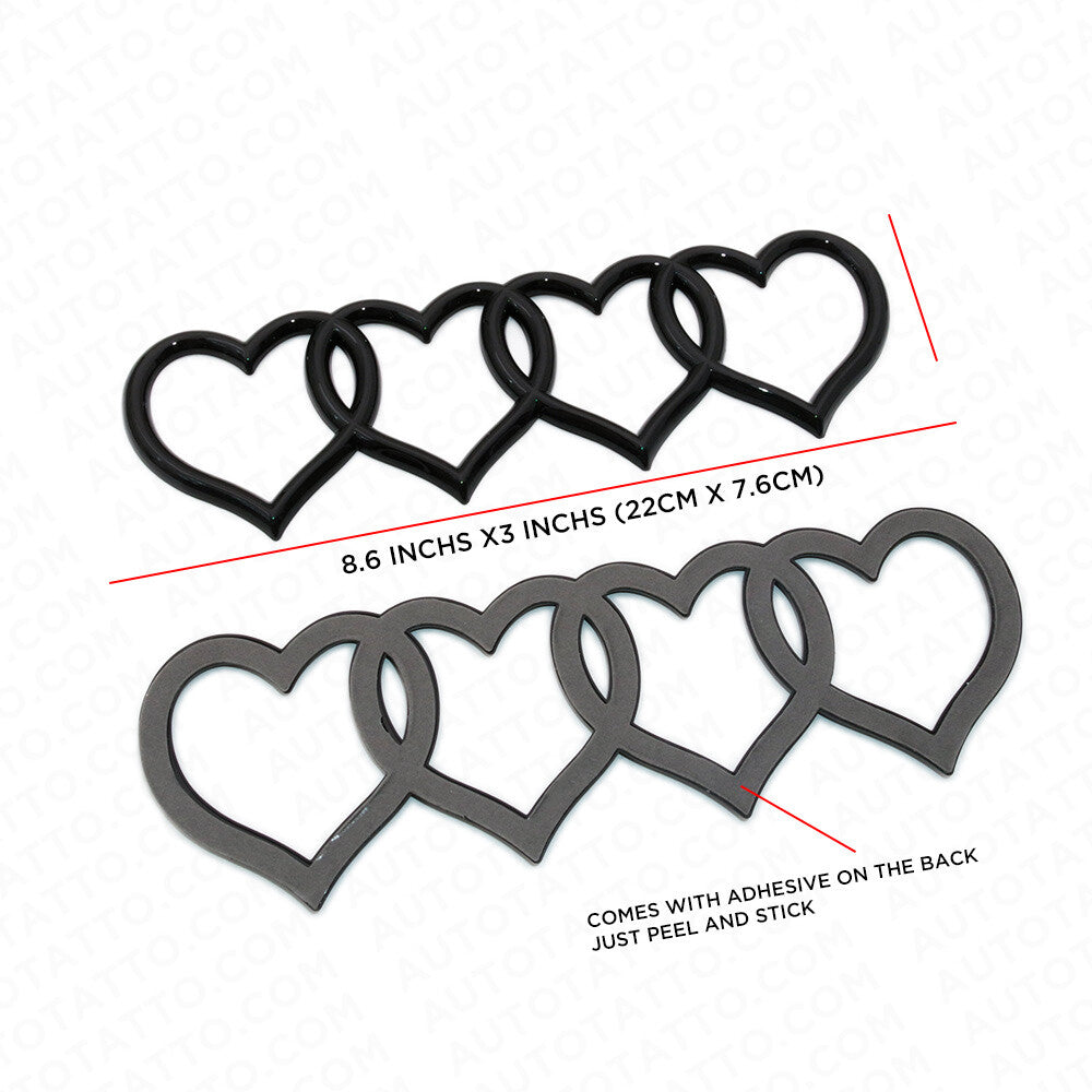 Audi Sport Car Trunk Lid Love Heart Rings Badge Logo Emblem Decor Gloss Black