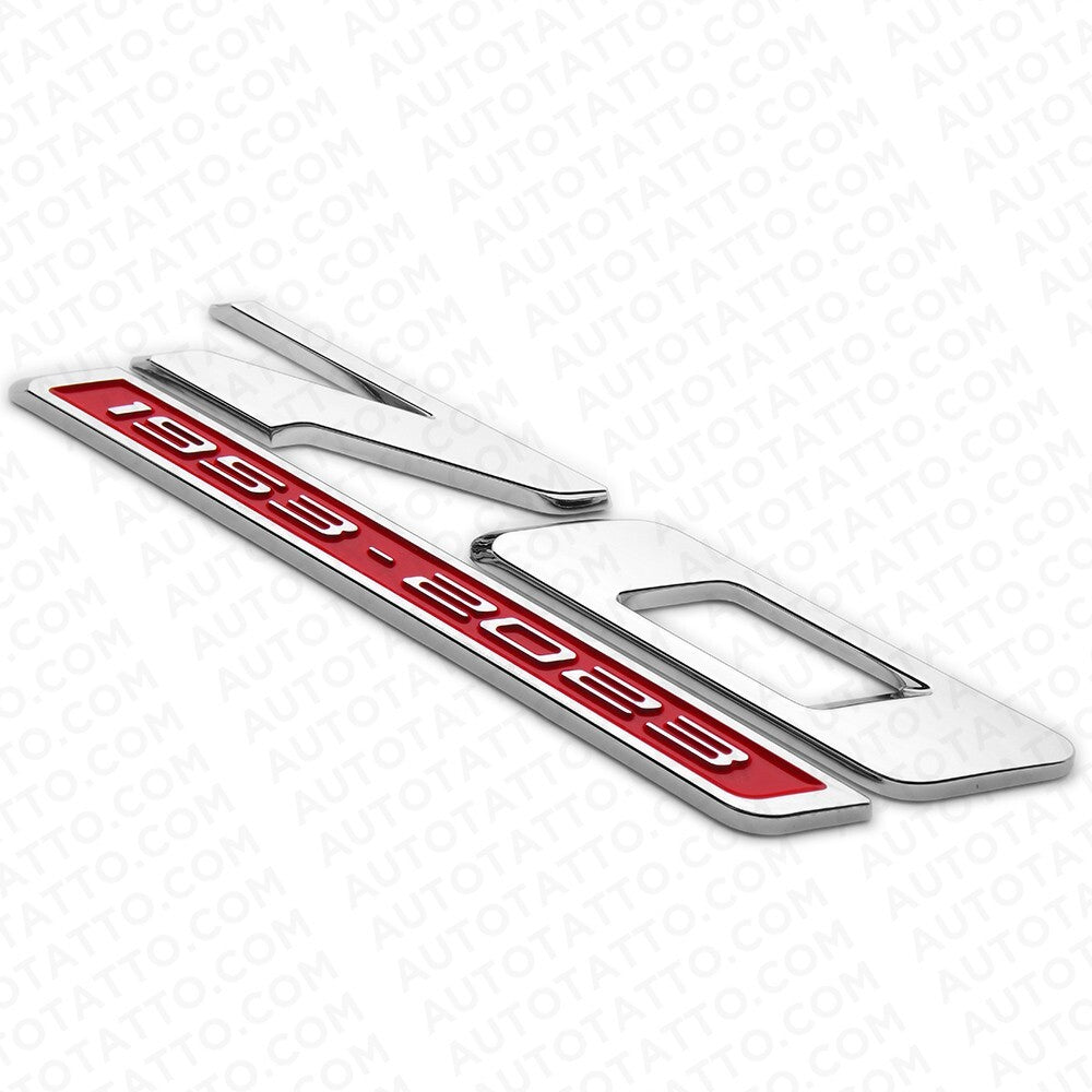 2pcs C8 Corvette 70th Anniversary Edition Door Badge Nameplate Emblem Chrome Red