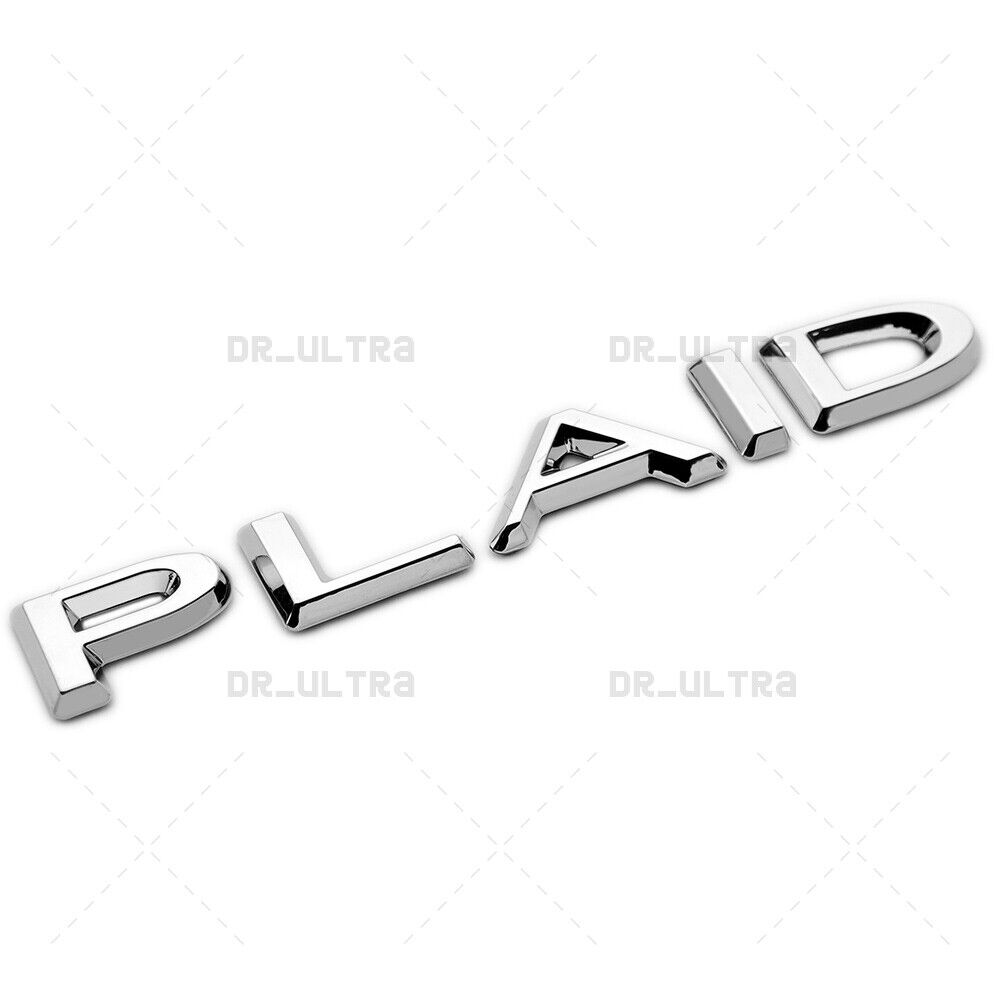 Tesla Model 3 S X Y Rear Tailgate Lid Plaid Nameplate Logo Badge Emblem Chrome