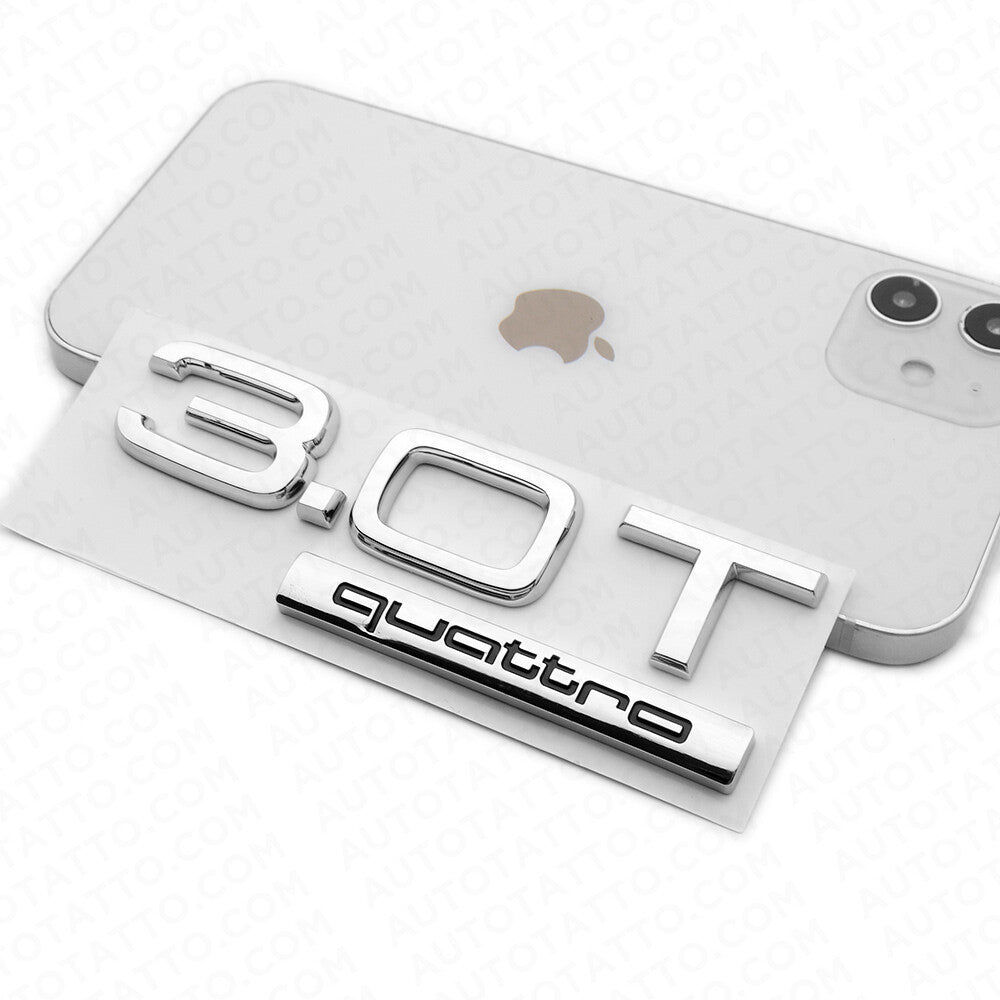 04-22 Audi Rear Trunk Deck Lid 3.0T Quattro Nameplate Emblem Logo Badge Chrome