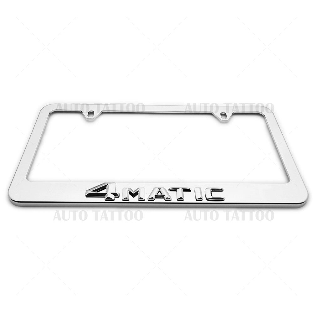 1x 4MATIC Mirror Chrome License Plate Frame Cover Decorate + Screw Caps