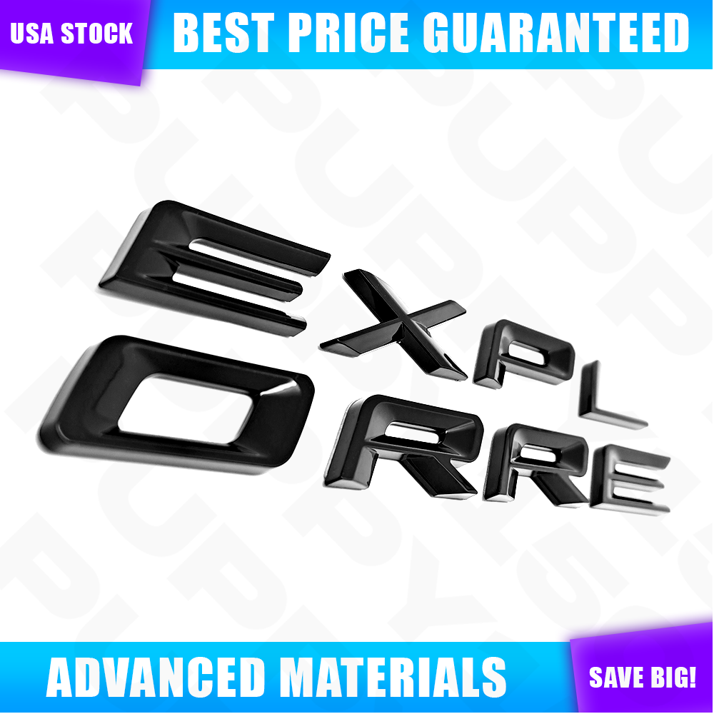 For 2020-2025 Explorer Sport Badge Gloss Black Outline Hood Emblem Letters Decal