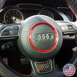Audi Aluminum Steering Wheel Ring Logo Badge Sticker Emblem Decoration - Red