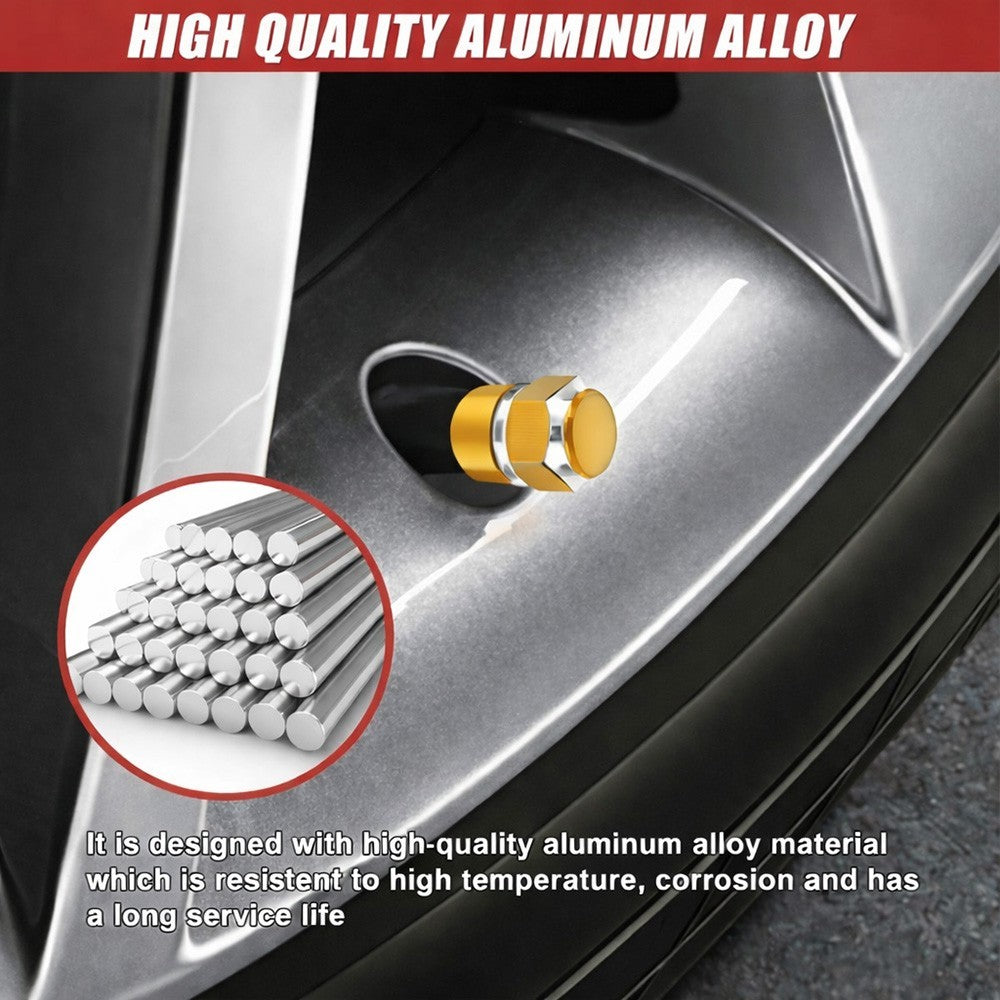 4pcs Universal Car Tire Wheel Valve Stem Caps Hex Design Dust Cover Accessories
