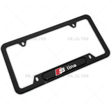 Gloss Black Front or Rear Audi S LIne Logo Emblem License Plate Frame Cover Gift