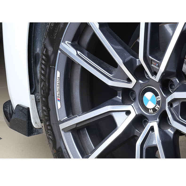4pcs M Power Sport Performance Wheels Aluminum 3D Sticker Badge Emblem Decorate