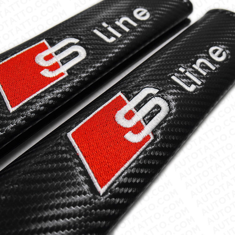 Audi S line Car Carbon Seat Belt Cover Safety Shoulder Strap Cushion Pad Harness