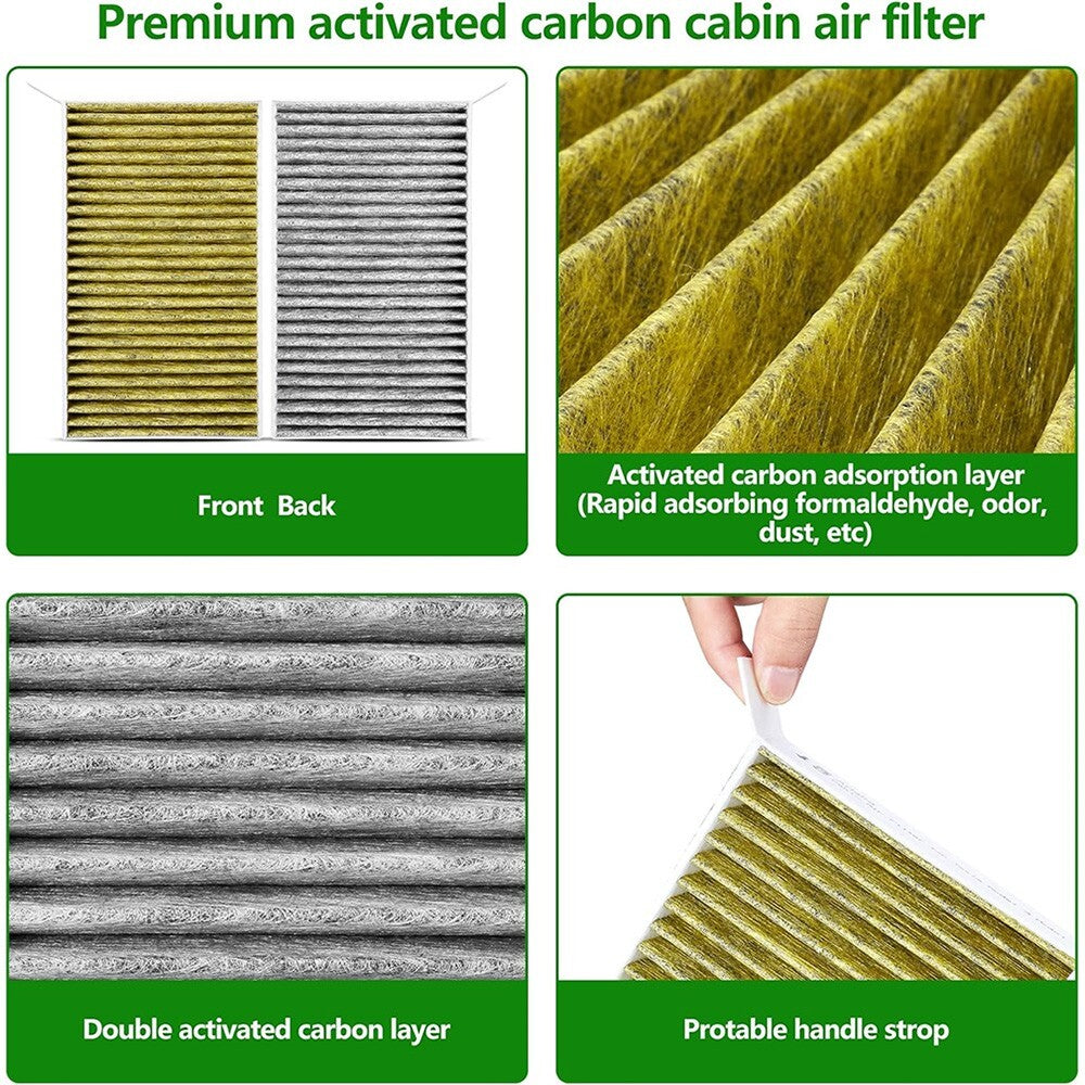 2Pcs 2016-2024 Tesla Model 3 Model Y Durable Activated Cabin Air Filter Kit Set